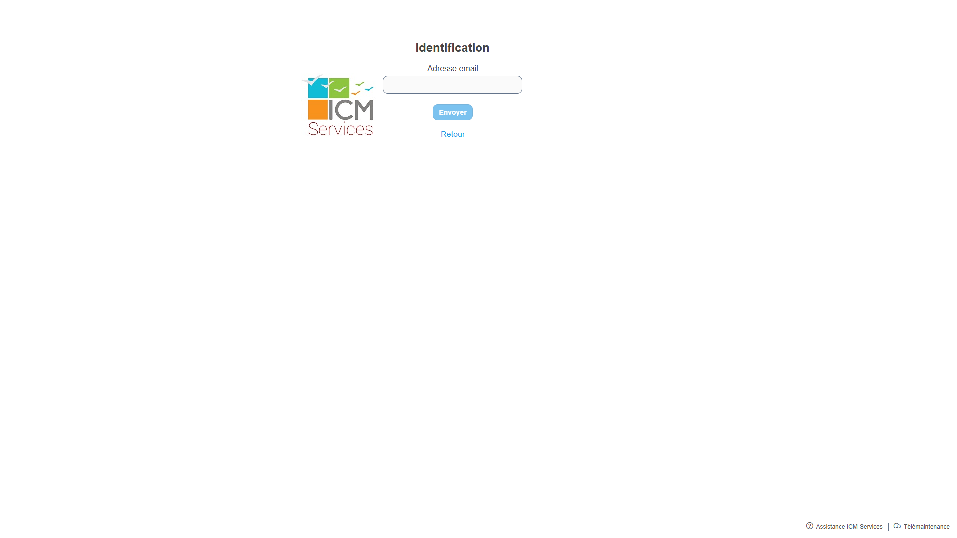 Formulaire de demande de réinitialisation avec le champ adresse email et le bouton Envoyer