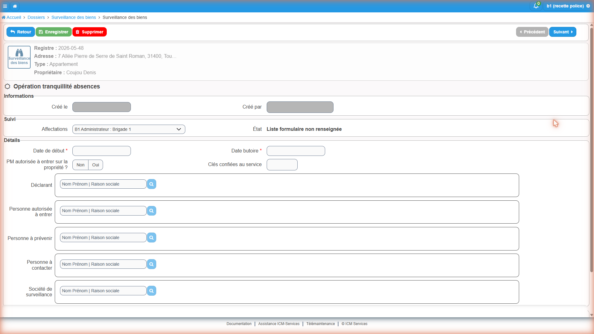 Formulaire Opération tranquillité absences